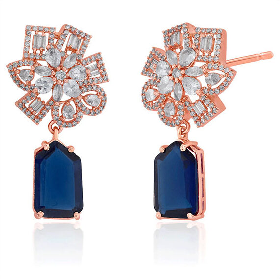 Blue Flower Dangler Earrings