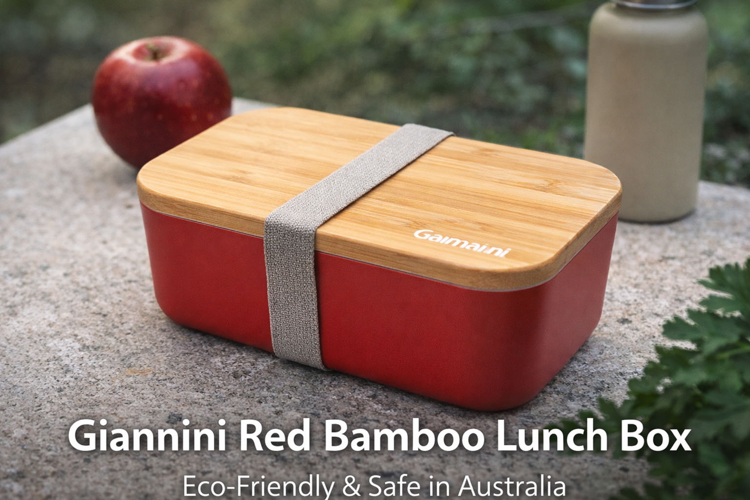 Giannini Red Bamboo Lunch Box | Eco-Friendly & Safe in Australia